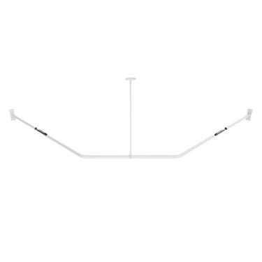 Imagem de Naiture Corner Haste de cortina de chuveiro de alumínio em forma de diamante, 91 x 66 x 91 cm, acabamento branco fosco, com suporte de teto para banheiro, banheira, armário ou provador, espaço privado