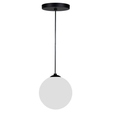 Imagem de Pendente Jabuticaba Luminária Moderna em Metal Preto ou Dourado com Globo de Vidro Branco Leitoso para Lâmpada G9 Lustre para Quarto Pendente para sala Luminária para Cozinha (Preto)