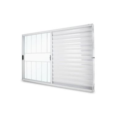 Imagem de Janela Veneziana Abertura Direita Exclusiva 3 Folhas Grade Vidro Liso 100x150cm Crv Portas E Janelas Branco