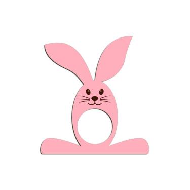 Imagem de Porta Guardanapo Coelho Com Carinha 9cmx9,8cm Kit 4 Peças - Cria Arte Laser Rosa Claro