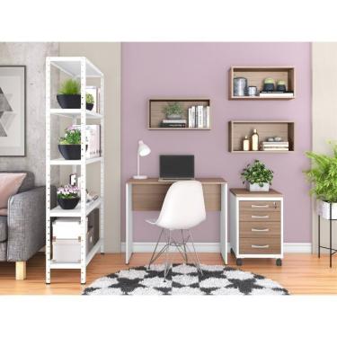 Imagem de Conjunto Home Office Com 6 Peças Noce Naturalle/branco