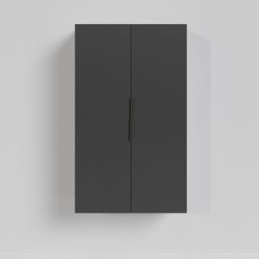 Imagem de Armário Aéreo 2 Portas 80x135cm Puxador 150cm Ipanema Cabecasa Madeiramadeira Grafite Trama/branco