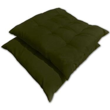 Imagem de Kit 02 Almofadas Assento Futon Flat Para Cadeira 40x40 Verde Musgo