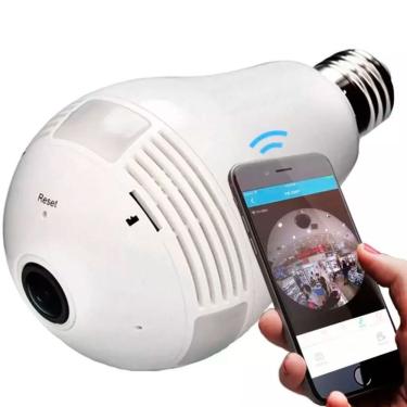 Imagem de Câmera Lâmpada Espiã Ip Wifi Microfone E Alto-falante Visão 360