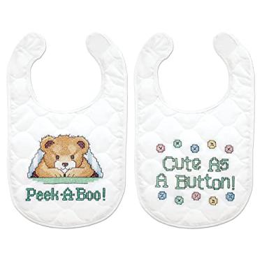 Imagem de Tobin T21720 Conjunto de 2 pares de babadores com ponto de cruz estampado, 20 x 25 cm, conjunto com 2