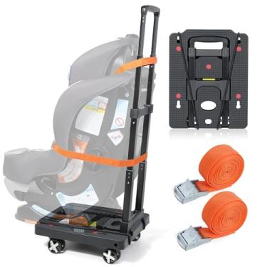 Imagem de Orzbow Carrinho de viagem dobrável para assento de carro com 4 rodas e alça ajustável, rolo de assento de carro para viagem de avião com alças, carrinho de mão compacto para bagagem, preto