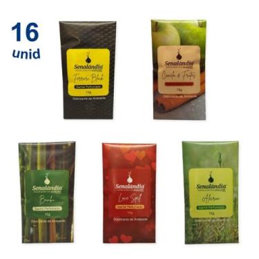 Imagem de Kit 16 Sachê Perfume Roupa Novos Aromas Senalândia Odorizador Gaveta G