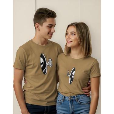 Imagem de T-shirt Para Casal Aliens E Cerveja, Básica 100% Algodão - Lobo Sete, 