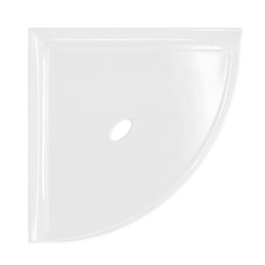 Imagem de Questech Prateleira de chuveiro de canto de 20 cm, organizador de chuveiro retrofit para paredes de azulejo, suporte de canto, saboneteira, banheiro, fundo plano, branco brilhante polido