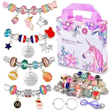 Imagem de COO&KOO Kit Para Fazer Pulseiras Com Pingentes Meninas: Brinquedos Meninas, Conjunto De Suprimentos Joias, Kits Artesanais Unicórnio, Presentes Criativos Aniversário Crianças 6, 7, 8, 9, 10, 11 E 12