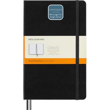 Imagem de Moleskine Caderno expandido clássico, capa dura, grande (12,7 cm x 21 cm), pautado/forrado, preto, 400 páginas