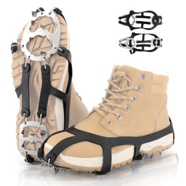 Imagem de Xproutdoor Grampos De Gelo, Garras Neve Aprimoradas, 18 Pontas Aço Inoxidável, Crampons, Forte Tração Antiderrapante, Caminhadas Em Terra E No Solo, Escalada, Para Sapatos Botas