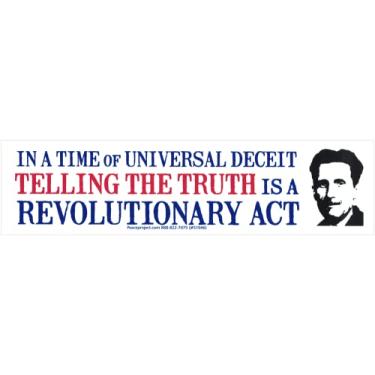 Imagem de In a Time of Universal Deceit Telling The Truth is a Revolutionary Act George Orwell adesivo grande para para-choque de carro Locker skate janela decalque 22,5 x 5,5 cm (adesivo de vinil grande)
