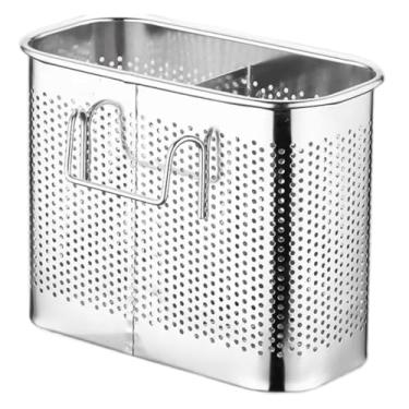 Imagem de Cesta de pauzinhos para lava-louças, suporte de utensílios de aço inoxidável, 2 compartimentos divididos, prateleira de secagem de utensílios para cozinha doméstica