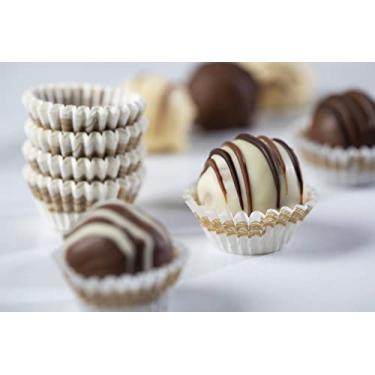 Imagem de Pastry Chef's Boutique Copos de papel para doces de chocolate com fita de ouro branco - #4-2.5 cm x 3/10.2 cm - Pacote com 200 - Fita de ouro branco