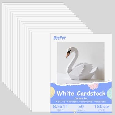 Imagem de 50 folhas de cartolina branca 21,6 x 28 cm, 29,5 kg/180 g/m², papel grosso para cartão, papel pesado para impressora, currículo, álbuns, arte, artesanato, cartões de visita