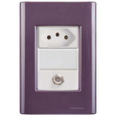 Imagem de Cj Tomadas 10A TV SAT Coaxial Giz Púrpura completo pronto