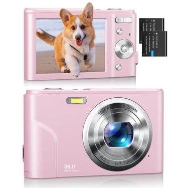 Imagem de Câmera digital Kenuo 36MP 1080P Vídeo 16X Zoom Kids Rosa Rosa