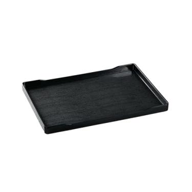 Imagem de Bandeja de armazenamento retangular simples e requintada de cor sólida, cor sólida, estilo nórdico - bandeja de grão de madeira de 23 cm [preta]