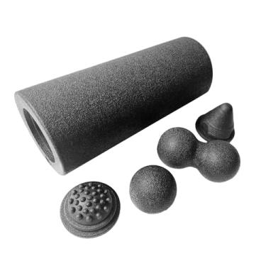 Imagem de YIJU Ferramenta de ponto de ajuste de rolo de espuma, treinamento de equilíbrio, kit inicial de ioga para exercícios de condicionamento físico para, Preto