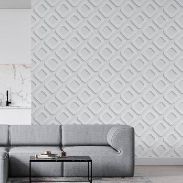 Imagem de Kit 10 Rolos Papel De Parede Adesivo Abstrato 3D Branco 3,0M - Gh Pape