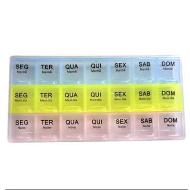 Imagem de Porta Comprimidos Manhã Tarde e Noite Semanal Medicamentos Remédios Suplementos Vitaminas Cápsulas Organizador Estojo Caixa Pillbox Portátil Espaçoso Separador Prático Uso Diário