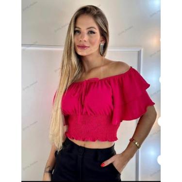 Imagem de Blusa estilo ciganinha Manga Dupla - CRIS MODAS FASHION, Rosa pink