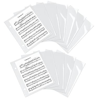 Imagem de 12 peças Flip Folder Pages Flip Folio Banda Marcificante Arquivos Musicais Pasta Flip Musical com 2 Furos 19 x 16 cm PVC Impermeável Janela Páginas para Segurar Fichas de Música (Branco)