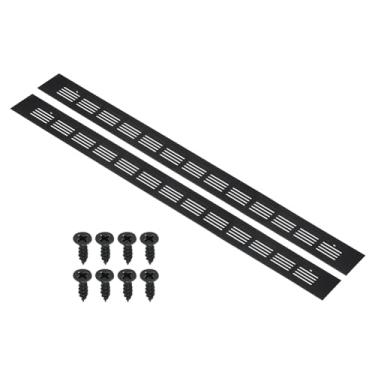 Imagem de PATIKIL Capa de ventilação de porta de 50 x 5 cm, 2 peças de cobertura de ventilação de grade de alumínio com parafusos de montagem para porta de guarda-roupa de armário, preta