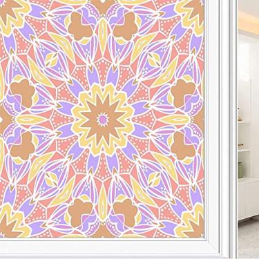 Imagem de Película de janela de privacidade de flores, textura de estilo floral, filme de vidro para sala de estar e escritório em casa, L90 x C 190 cm