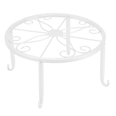 Imagem de KIMISS Planta de Ferro de Camada única - Piso Em pé Simples Baixa Prateleira de Panela para Varanda, Sala de Estar e Jardim - Suporte de Flor de Flores Resistente e Elegante (Branco)