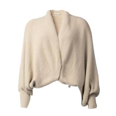 Imagem de Casaco Feminino Biamar Pluma Manga Ampla Bege Claro-Feminino