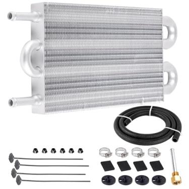 Imagem de Kit de refrigeração de óleo de transmissão universal BRTOO, 305 x 127 x 19,05 liga de alumínio 4 tubos de passagem refrigerador de transmissão remoto, adequado para a maioria dos veículos (prata)