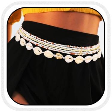 Imagem de Brishow Corrente de cintura com contas de concha multicamadas com contas para o ventre de verão e praia para mulheres, One size, Liga metálica, Sem Pedra Preciosa