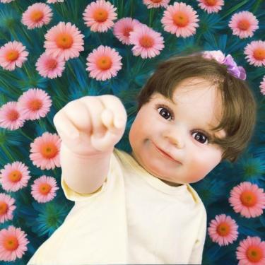 Imagem de WKMRH boneca reborn super realista,Boneca Bebê Reborn,bonecas renascidas bebê Abra seus olhos Olhos grandes Pintura 3D Silicone boneca realista Com Roupas Garrafa De Leite Teat Acessórios