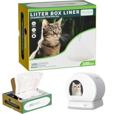 Imagem de Saco de forro de caixa de areia para gatos de 100 unidades compatível com MW-SC01/MW-SC02/MW-LR01, sacos de forro de caixa de areia para gatos autolimpantes, substituição de cordão grosso compatível