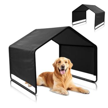 Imagem de Telhado impermeável de abrigo de sombra para cães, multifuncional, ao ar livre, sol, chuva, tenda para animais de estimação, para gato, coelho, hamster, pequeno animal, cinza (preto, extra grande)