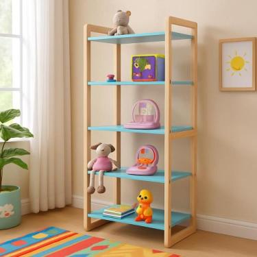 Imagem de Prateleira Multiuso MDF Madeira Pinus Contemporânea - Quality, Azul