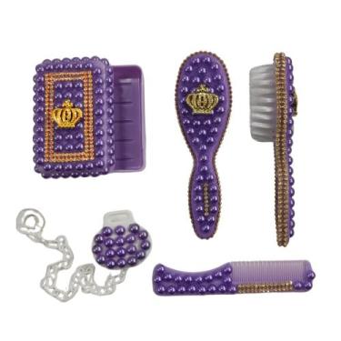 Imagem de Kit higiene de bebê com Escova Pente Saboneteira prendedor de Chupeta 