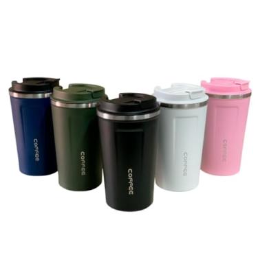 Imagem de Copo Térmico Cafe Cerveja Com Tampa Aço Inoxidável Anti-vazamento 500ml Cor:Preto