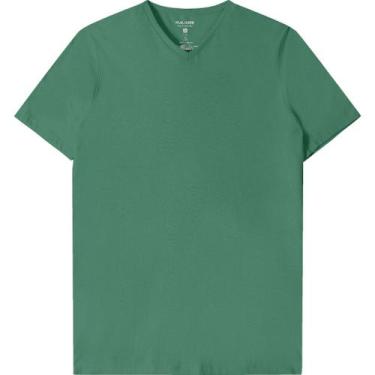 Imagem de Camiseta Básica Masculina Malwee Plus Size Gola V Ref. 87848, Verde 20