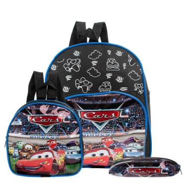Imagem de Mochila Escolar Carros Disney Costas Kit Lancheira+Estojo - Toys 2U