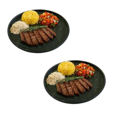 Imagem de Kit 2 Pratos Rasos De Pedra Sabão Rústico 28 Cm Mantém Calor - Ô Bichi