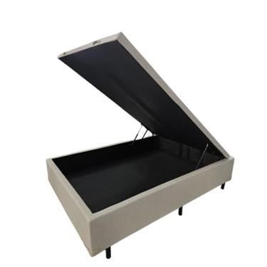 Imagem de Base de Cama Box Cor Areia Com Baú Casal Linhão 1,38x1,88cm Pistão A Gás