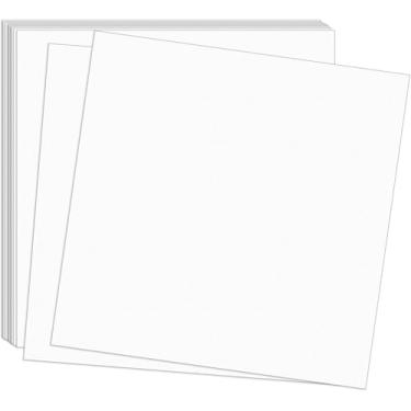 Imagem de Cartolina branca 30,5 x 30,5 cm, 300 g/m2 / 49,9 kg de espessura de papel-cartão 30 folhas de papel artesanal para álbuns, casa, escola, escritório, pintura artesanal, obras de arte