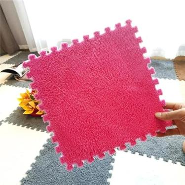 Imagem de Tapete EVA de Pelúcia Anti Derrapante, Tatame Tapete Eva Pelúcia Bebê Infantil (10 unidades) (Pink)