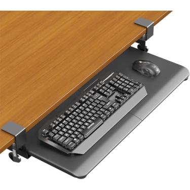 Imagem de ERGOMAKER Bandeja de teclado embaixo da mesa, mesa com gaveta de teclado 65 x 30 cm, gaveta deslizante para computador, para digitar, bandeja de teclado embaixo da mesa, preta