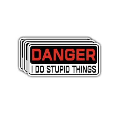 Imagem de (3 peças) Adesivo Danger I Do Stupid Things, frases engraçadas, frases sarcásticas, frases engraçadas, adesivos de vinil para Tumbler, laptop, Kindle, garrafas de água, tablet, livros, telefone
