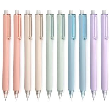 Imagem de Canetas de gel de ponta fina de 0,5 mm, tinta preta para escritório, caneta de trabalho retrátil, multicolorida (10 unidades)