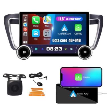 Imagem de Display Knobs CarPlay/Android Auto Autoradio FM Rádio Navegação veicular Pad Player GPS 30.0 cm QLED Touch Screen Headunit Tablet para Honda Accord 2013-2016 2.0L/2.4L (câmera OEM) Octa Core 4G + 64G